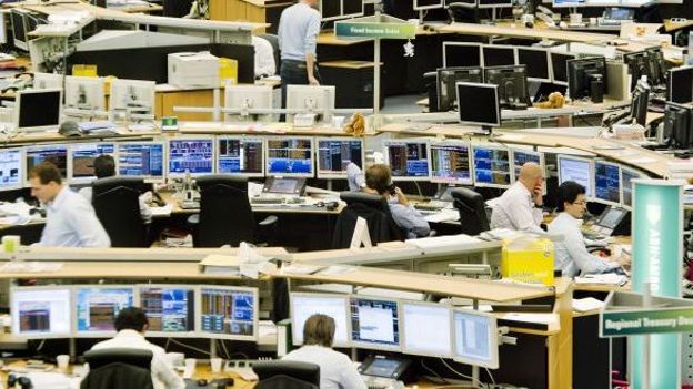 La salle des marchés d'une banque néerlandaise