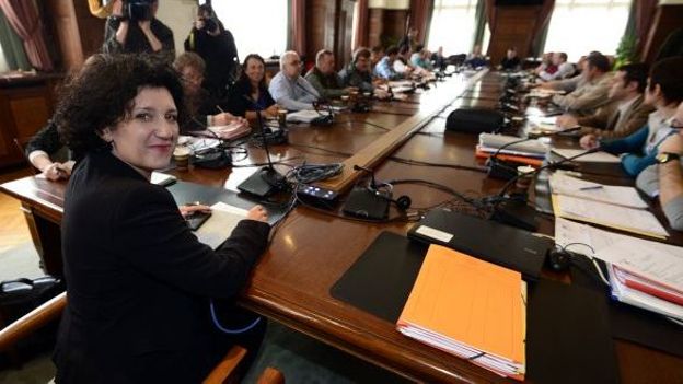 Une précédente réunion des syndicats de gardiens avec la ministre Turtelboom