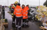 123 Huile d'olive sur l'E42 à Sambreville: les pompiers vont nettoyer jusqu'à 17h