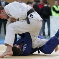 Joachim Bottieau, ici en blanc, remporte la médaille de bronze dans la catégorie des -81 kg aux Championnats d'Europe de judo