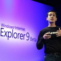 Dean Hachamovitch, vice président d'Internet Explorer, lors de la présentation d'Internet Explorer Beta à San Fransisco en 2010.